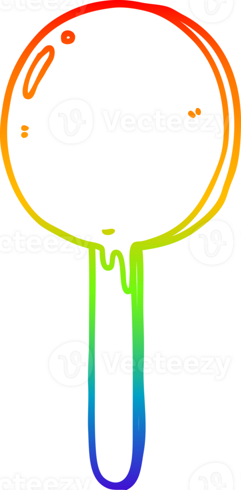rainbow gradient line drawing of a cartoon lollipop png