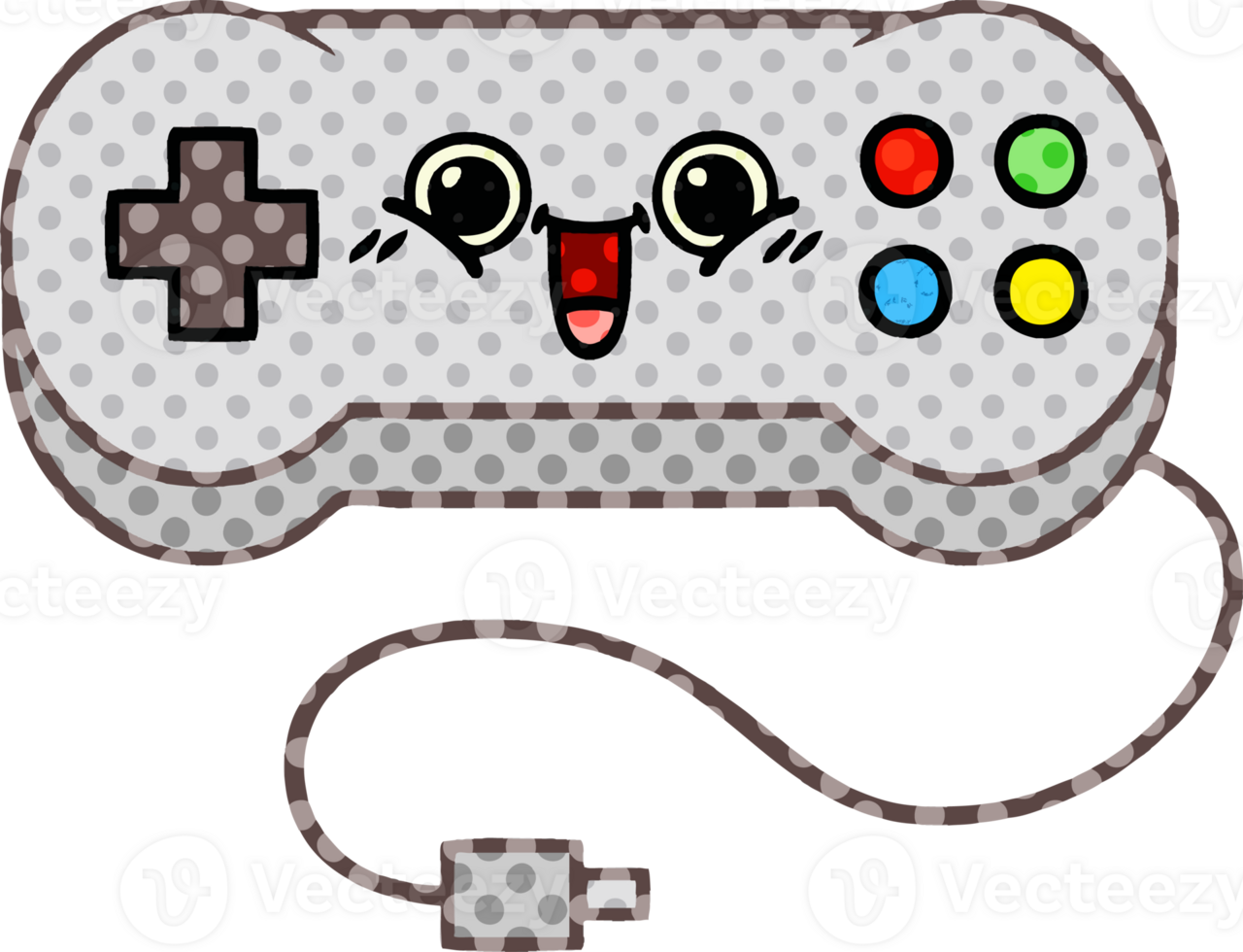 comic book style cartoon of a game controller png