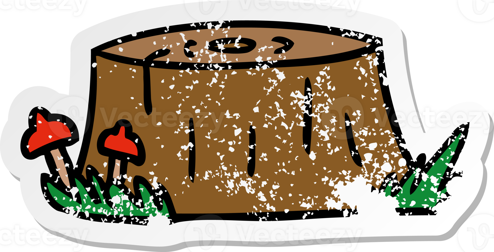 hand drawn distressed sticker cartoon doodle of a tree log png