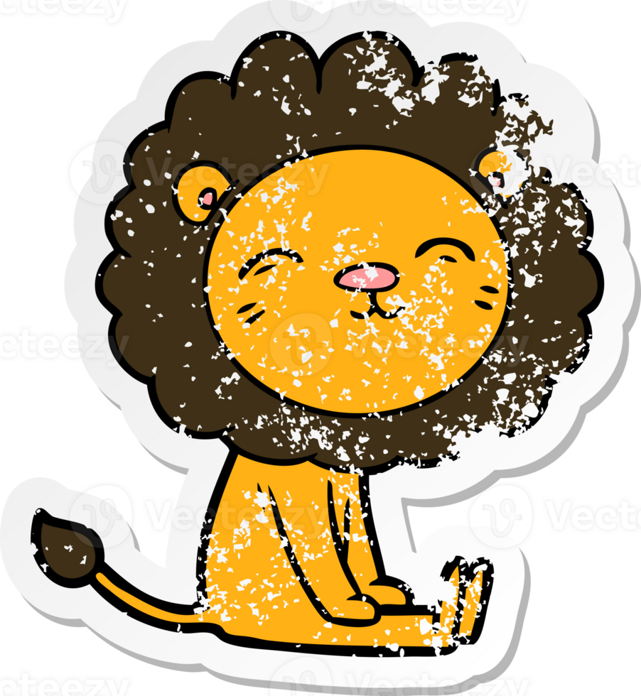 distressed sticker of a cartoon lion png