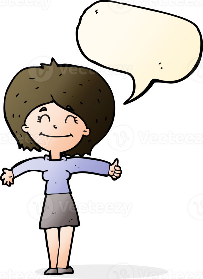 cartoon woman giving thumbs up sign with speech bubble png