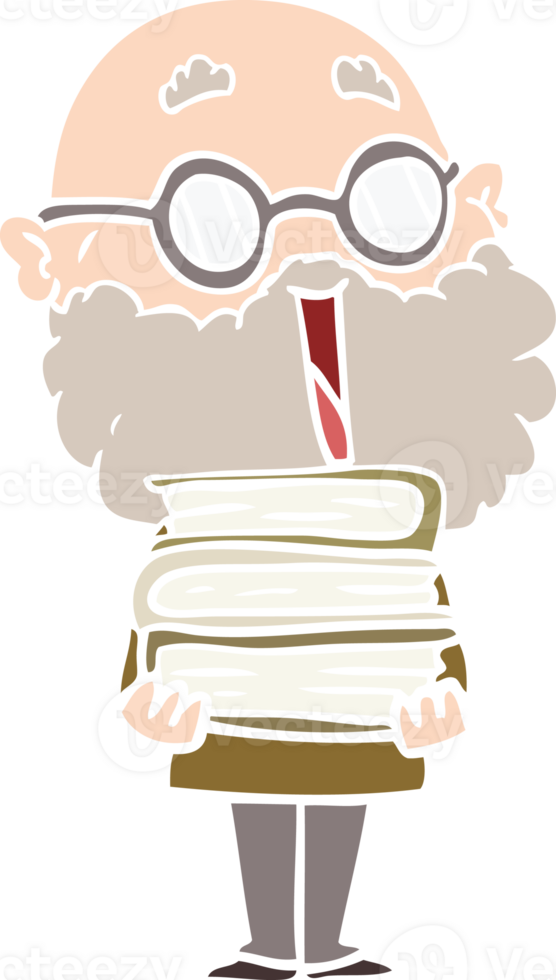 flat color style cartoon joyful man with beard png