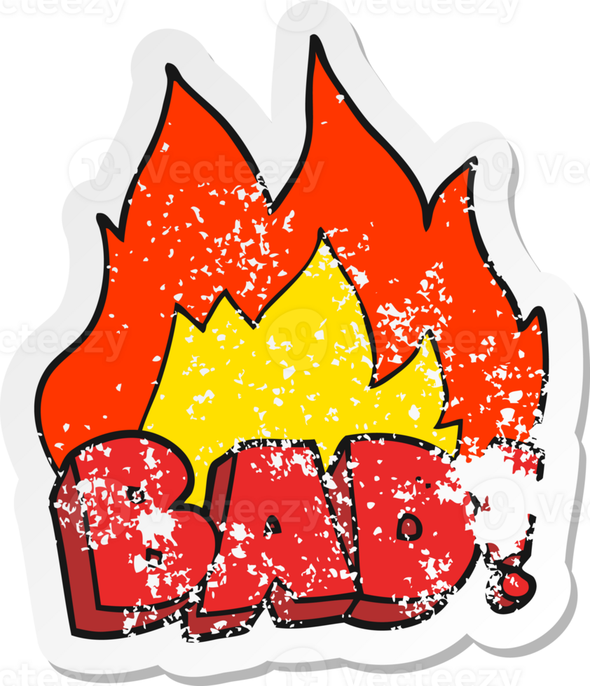retro distressed sticker of a cartoon Bad symbol png