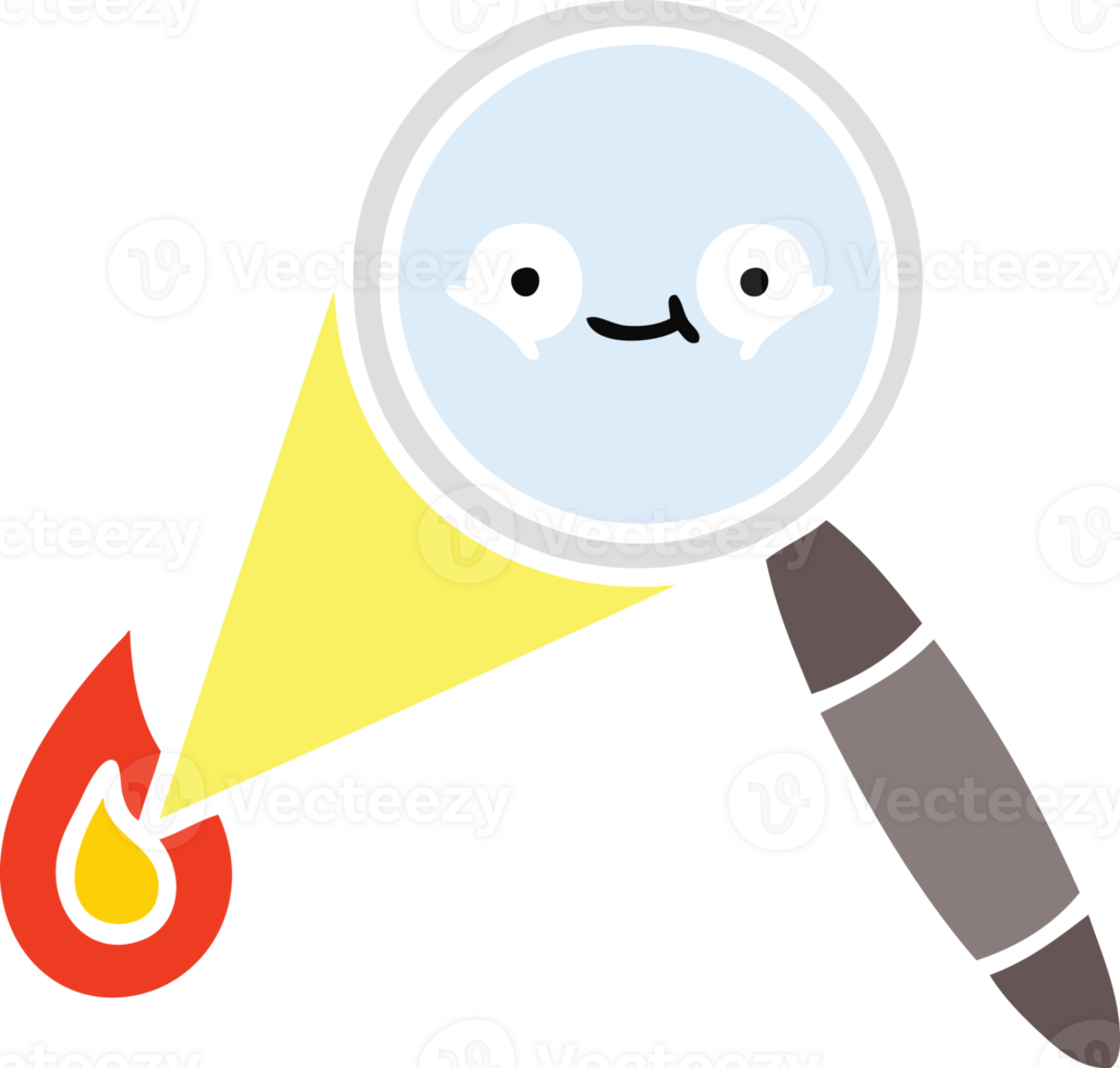 flat color retro cartoon of a magnifying glass png