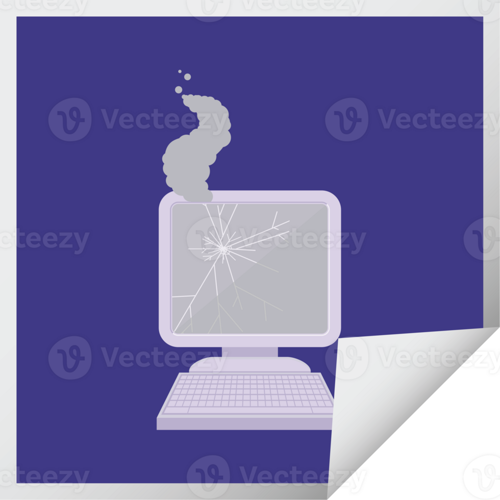 broken computer graphic   illustration square sticker png