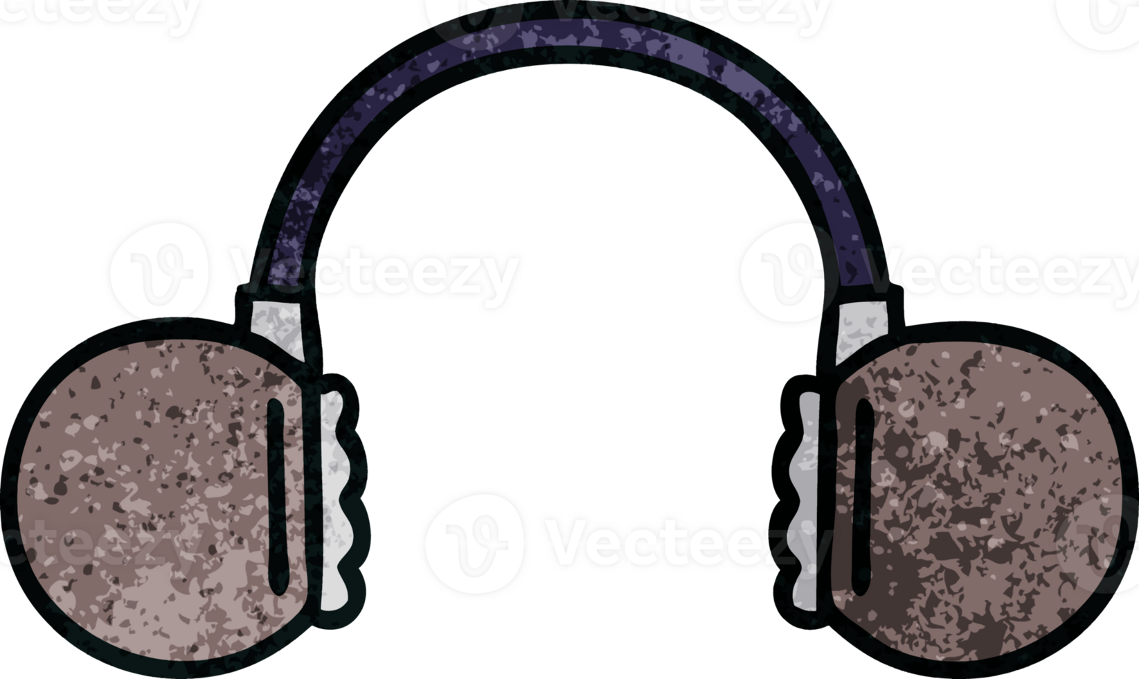 retro grunge texture cartoon of a retro headphone png