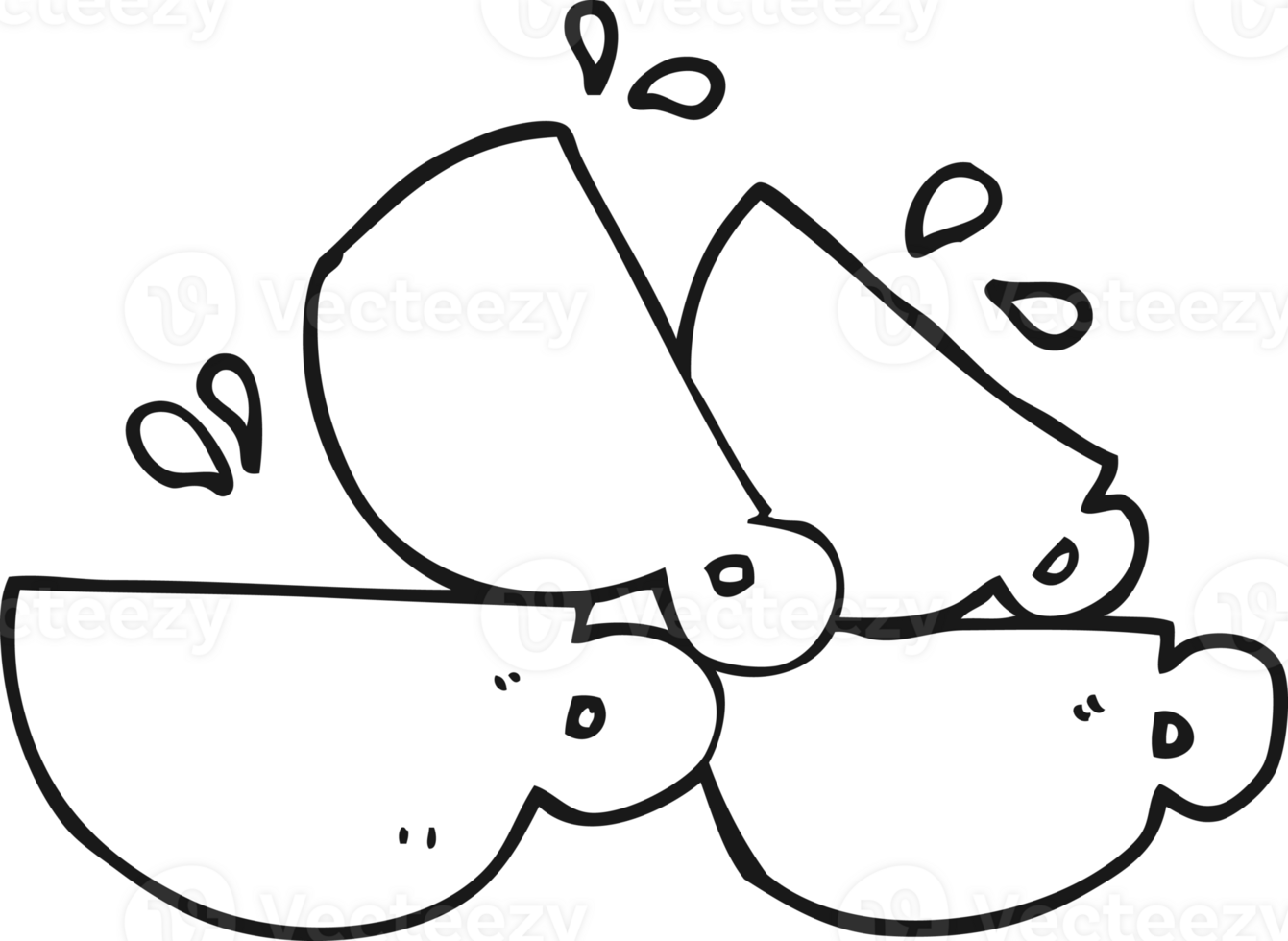 hand drawn black and white cartoon coffee cups png