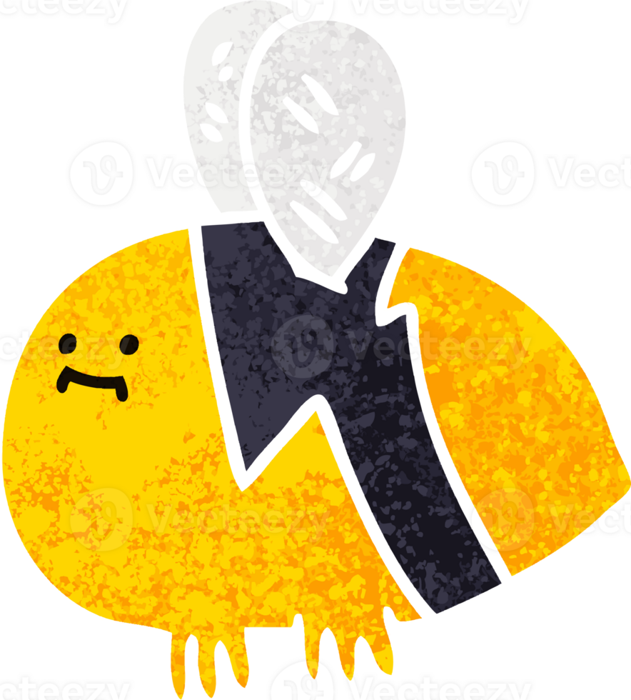 retro illustration style quirky cartoon bumblebee png