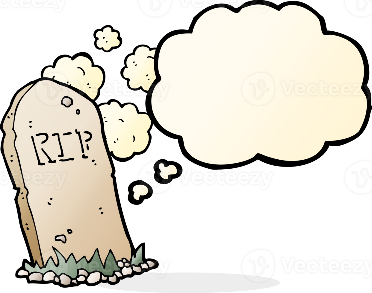 cartoon spooky grave with thought bubble png