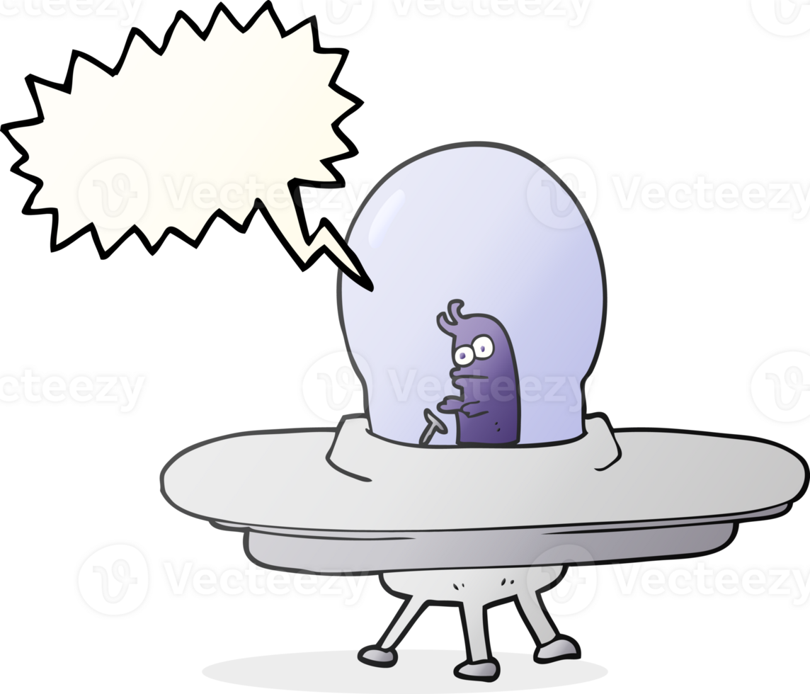 hand drawn speech bubble cartoon flying saucer png