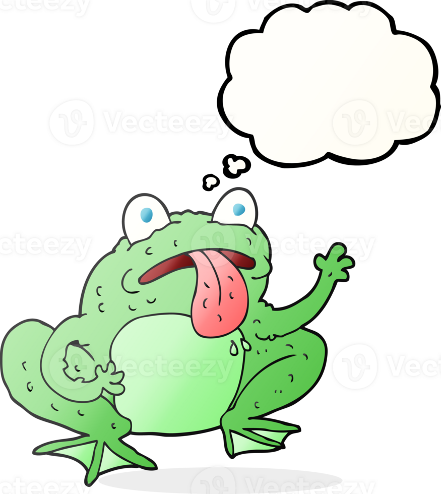 hand drawn thought bubble cartoon frog png