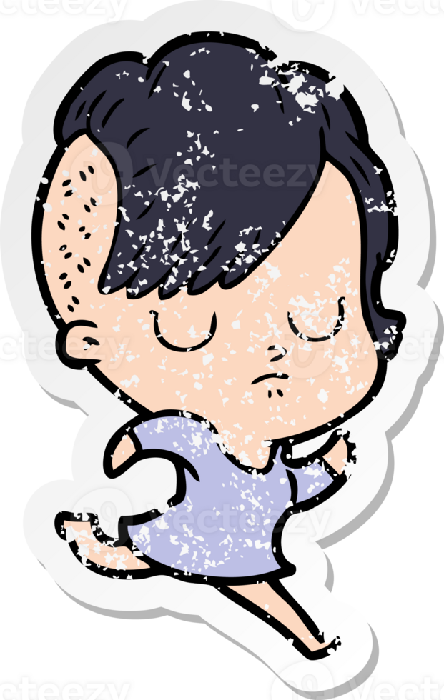 distressed sticker of a cartoon woman png