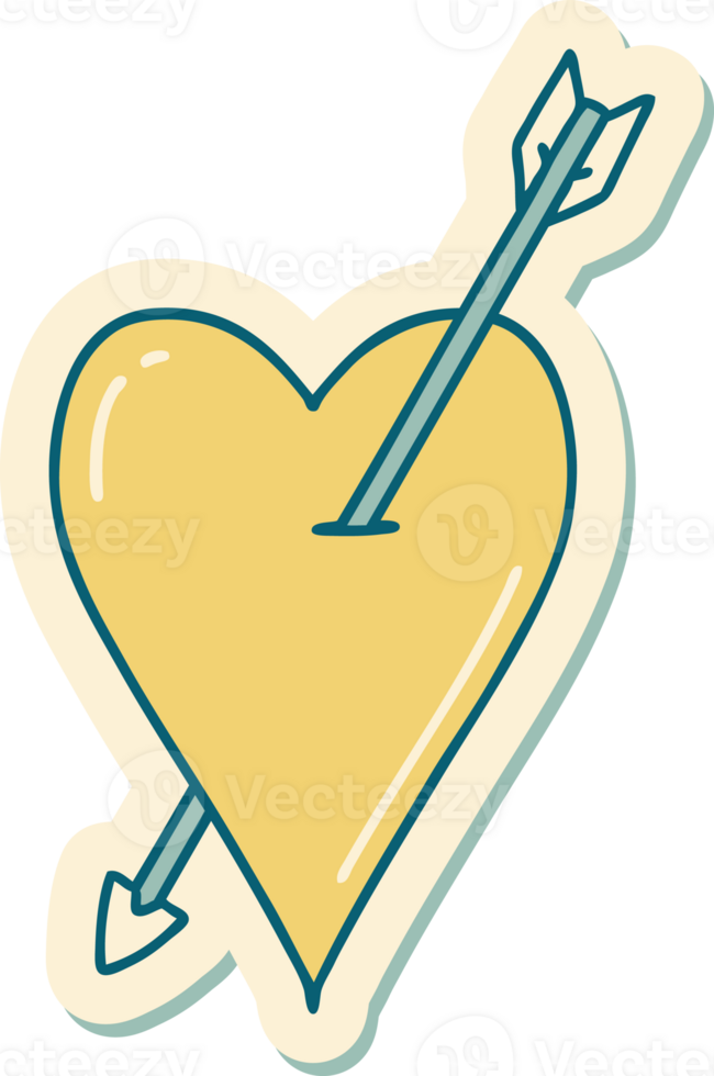 sticker of tattoo in traditional style of an arrow and heart png