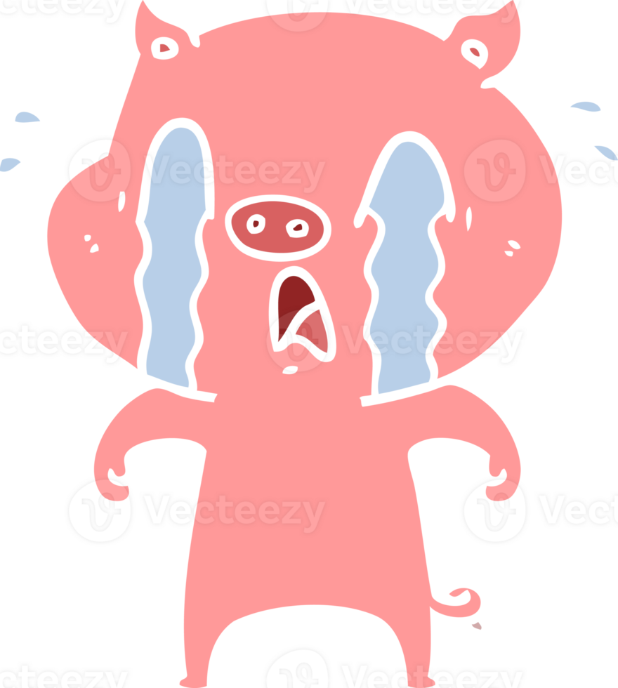 crying pig flat color style cartoon png