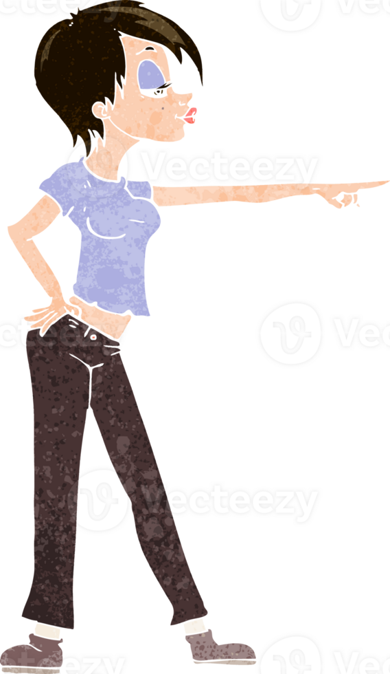 cartoon hip woman pointing png