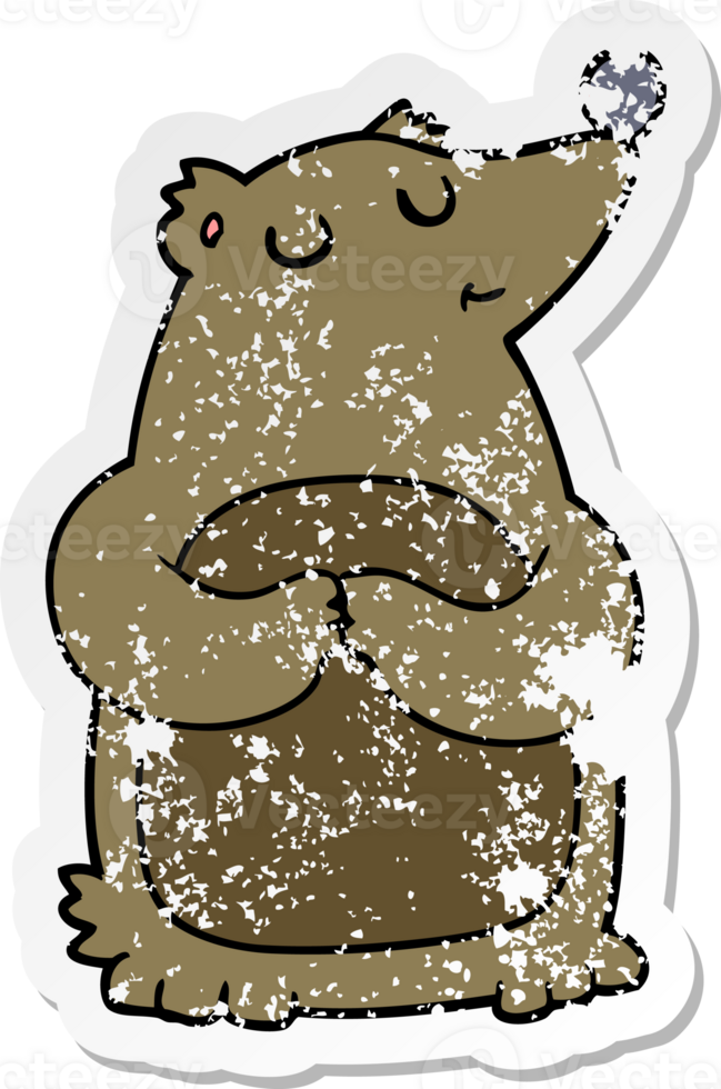 distressed sticker of a cartoon bear png