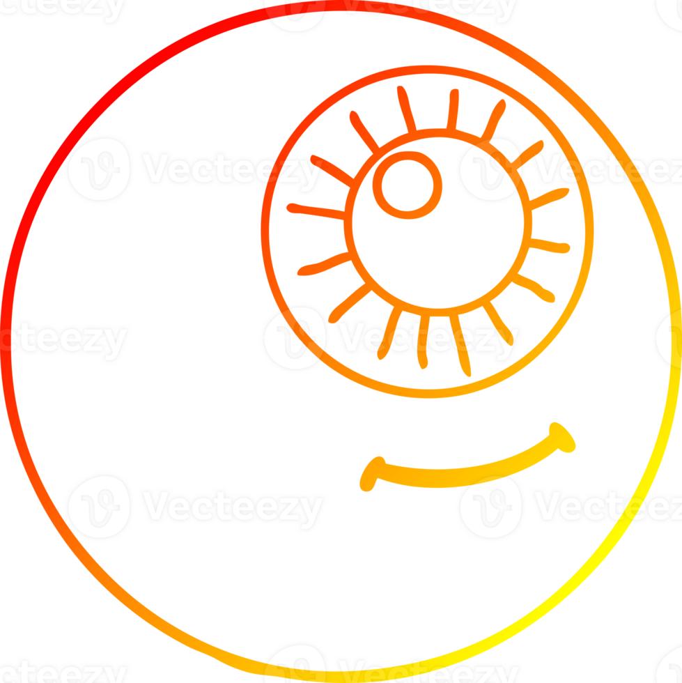 warm gradient line drawing of a cartoon eyeball png
