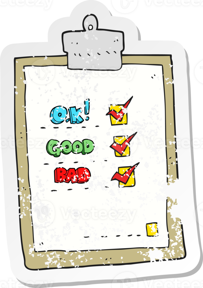 retro distressed sticker of a cartoon check list png