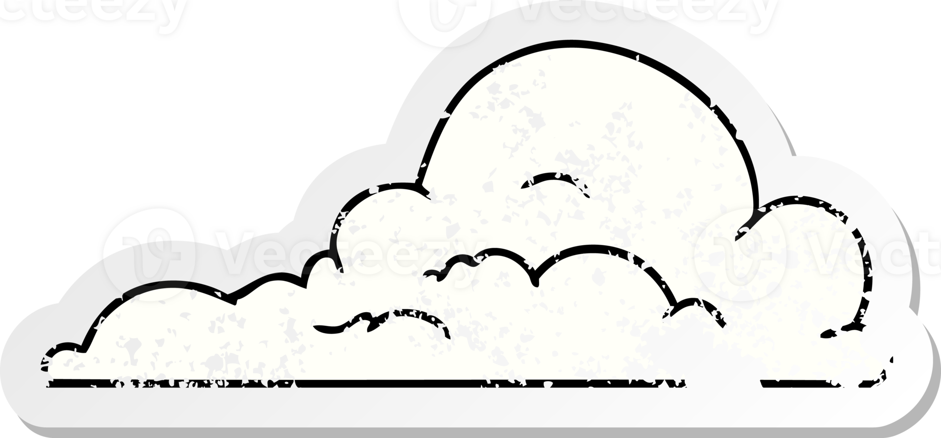 hand drawn distressed sticker cartoon doodle of white large clouds png
