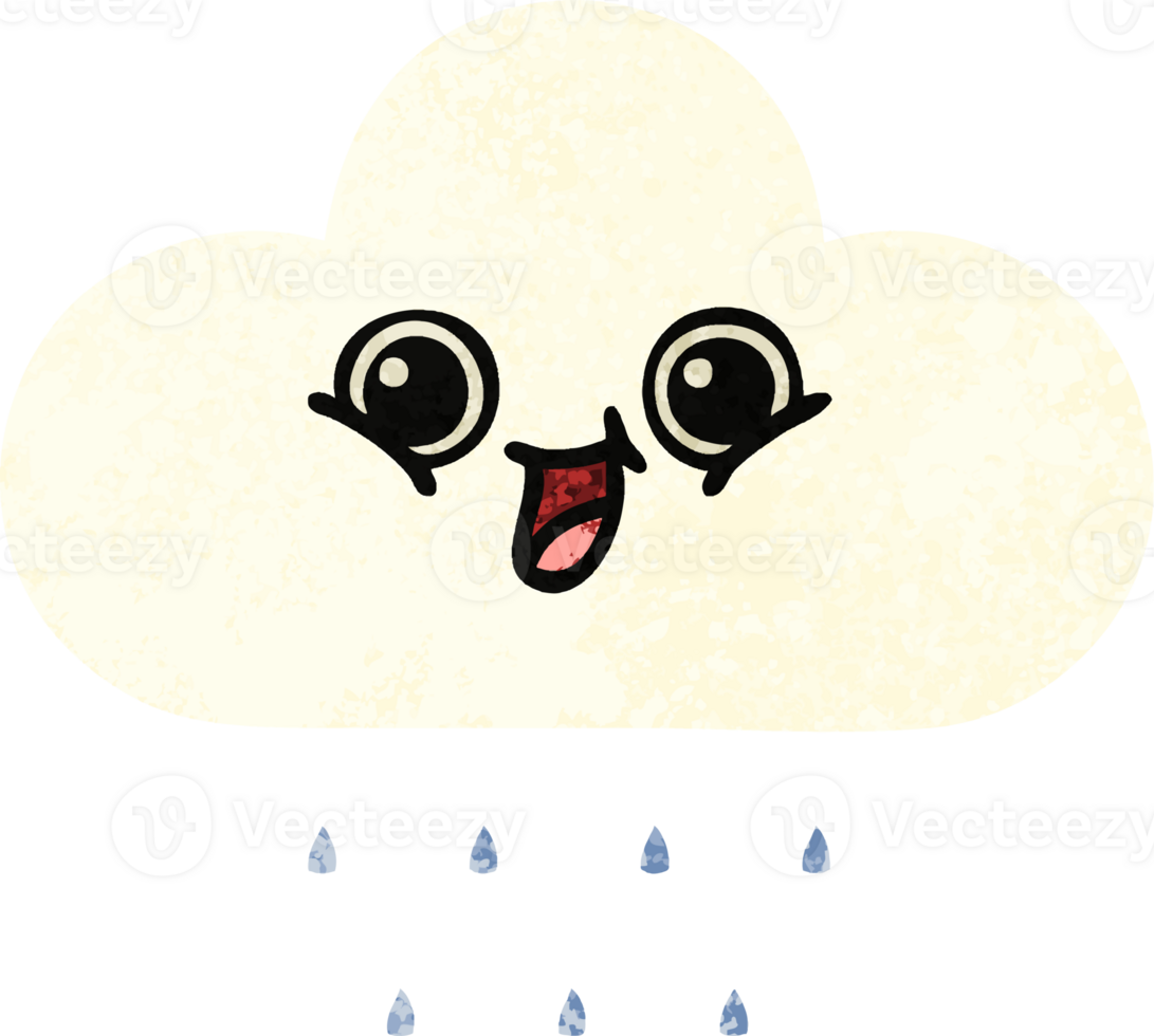 retro illustration style cartoon of a rain cloud png