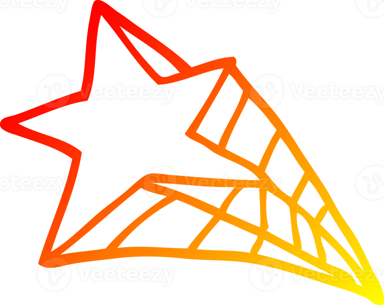 warm gradient line drawing of a cartoon shooting star png