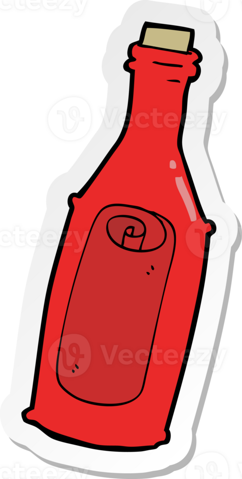 sticker of a cartoon message in bottle png