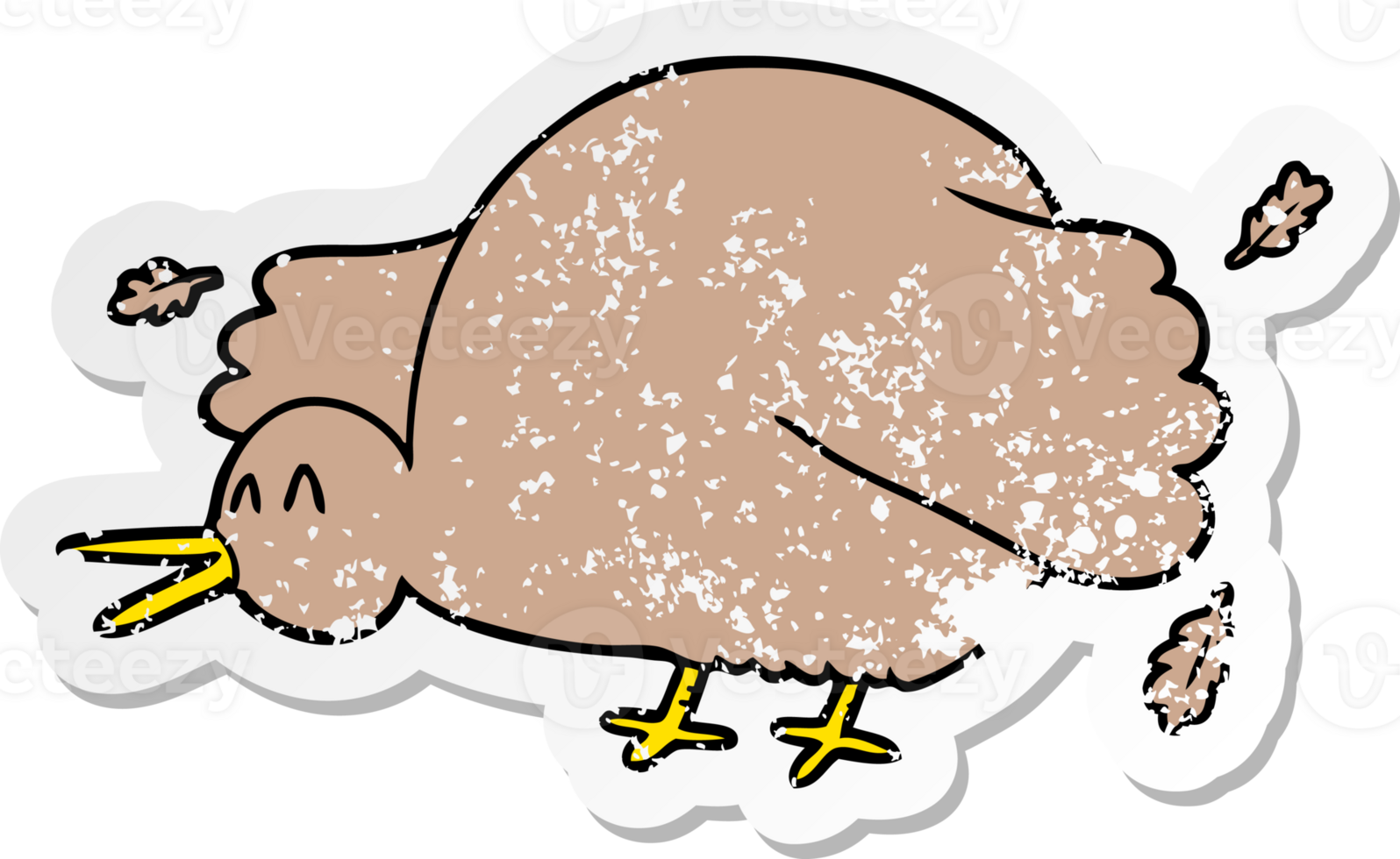 distressed sticker of a cartoon kiwi bird flapping wings png