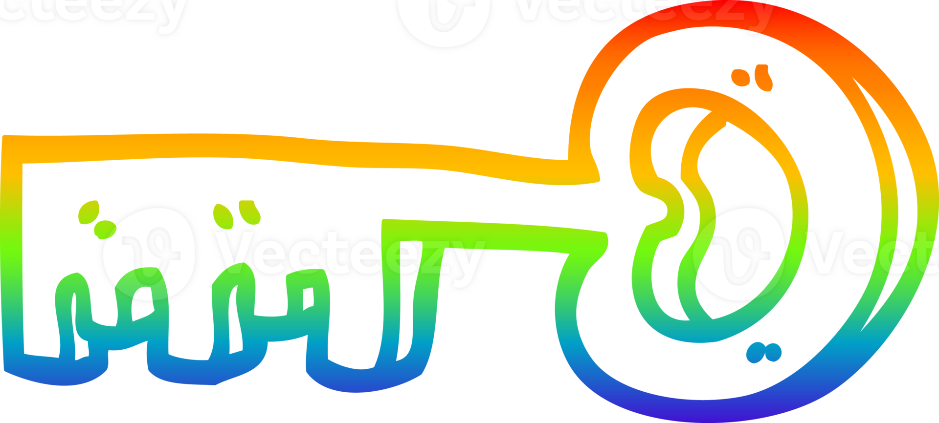 rainbow gradient line drawing of a cartoon metal key png