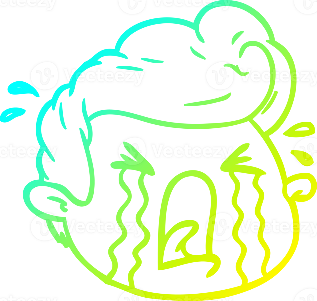 cold gradient line drawing of a cartoon crying boy png