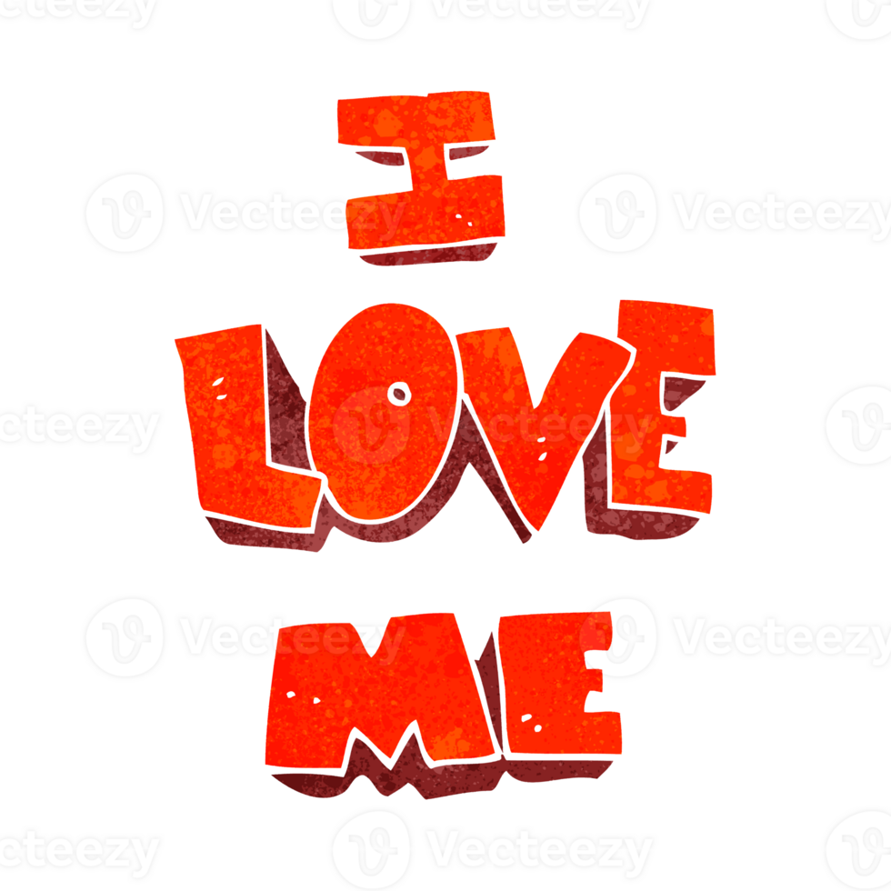 i love me  hand retro cartoon symbol png