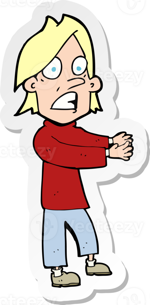 sticker of a cartoon shocked man png