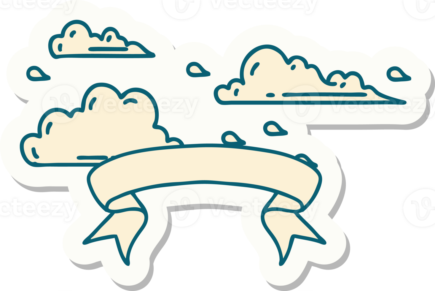 sticker of a tattoo style floating clouds png