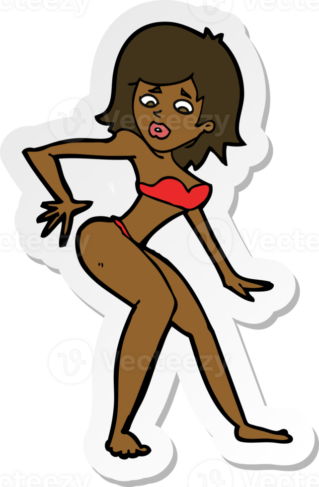 sticker of a cartoon woman in bikini png