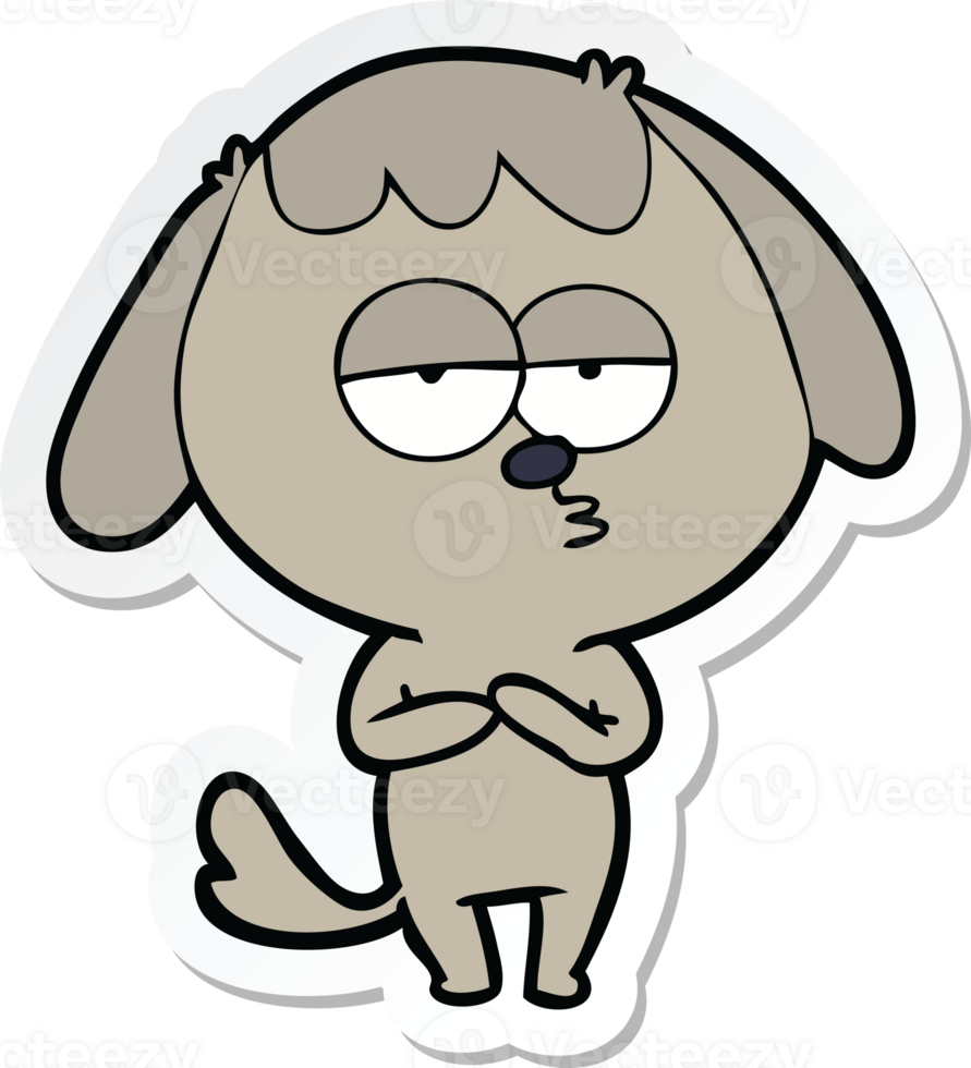 sticker of a cartoon bored dog png