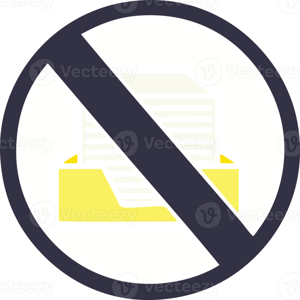 flat color retro cartoon of a paper ban sign png