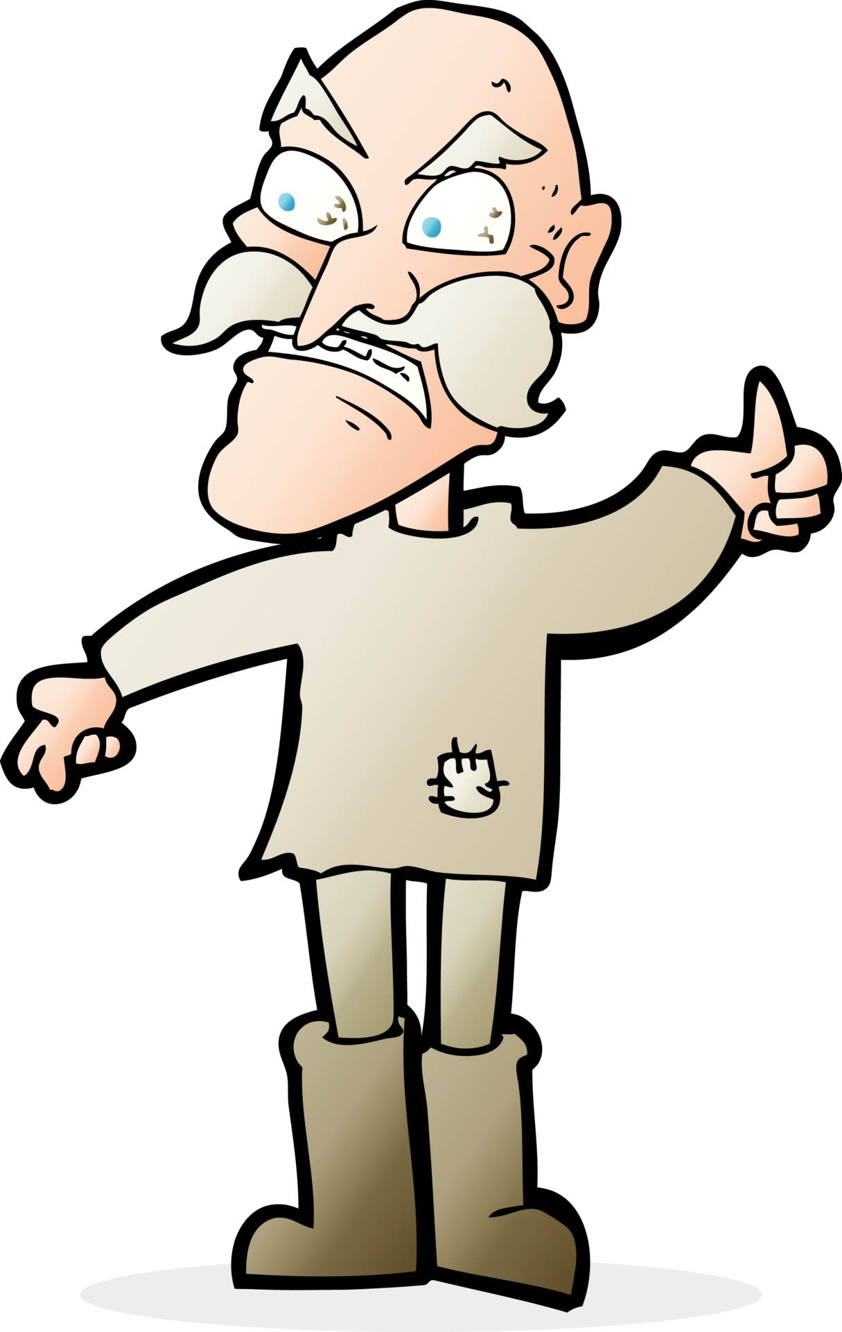 cartoon angry old man in patched clothing 45123379 PNG