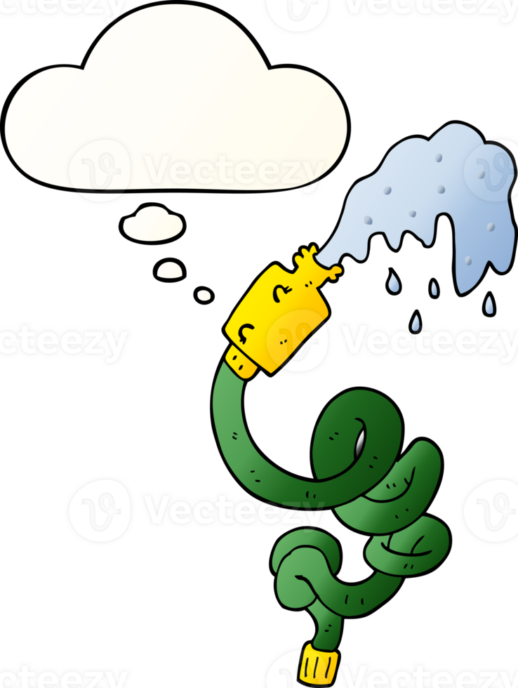 cartoon hosepipe with thought bubble in smooth gradient style png