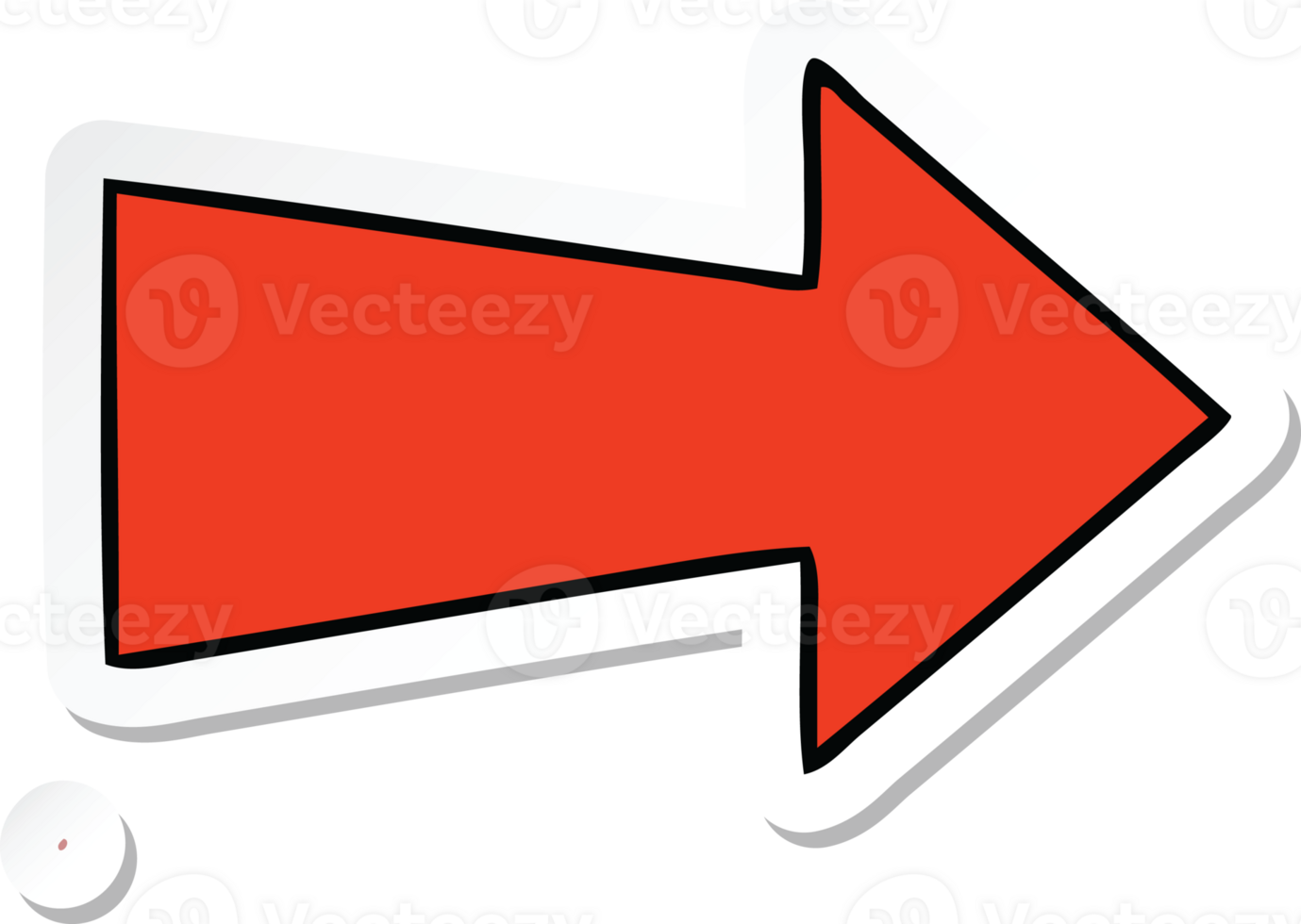 sticker of a quirky hand drawn cartoon arrow png