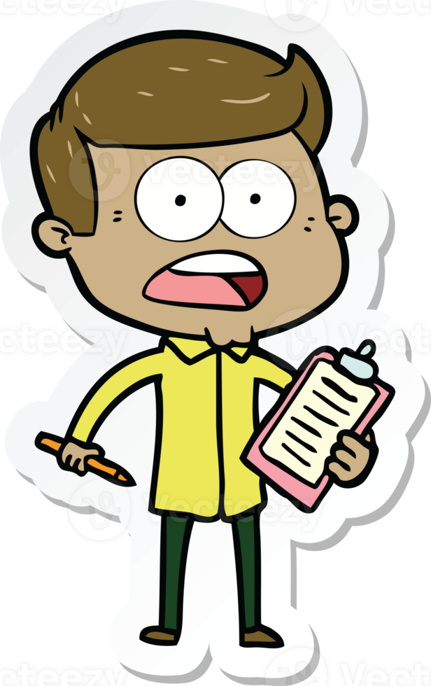 sticker of a cartoon shocked man png