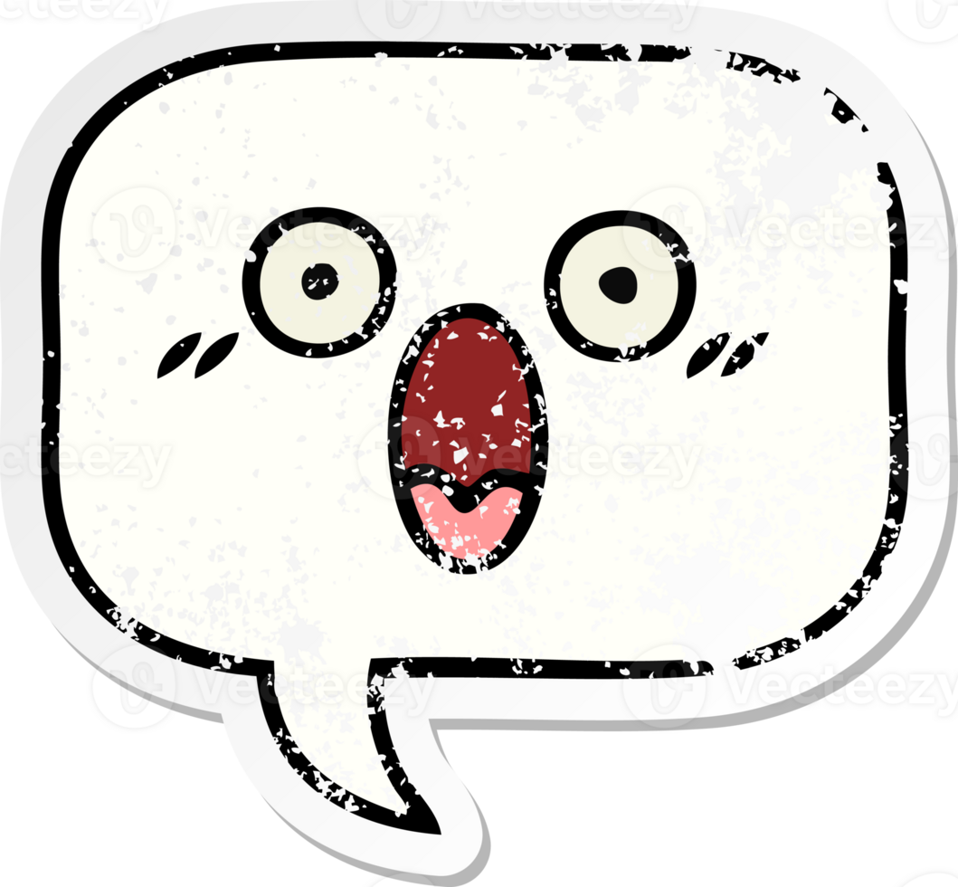 distressed sticker of a cute cartoon speech bubble png