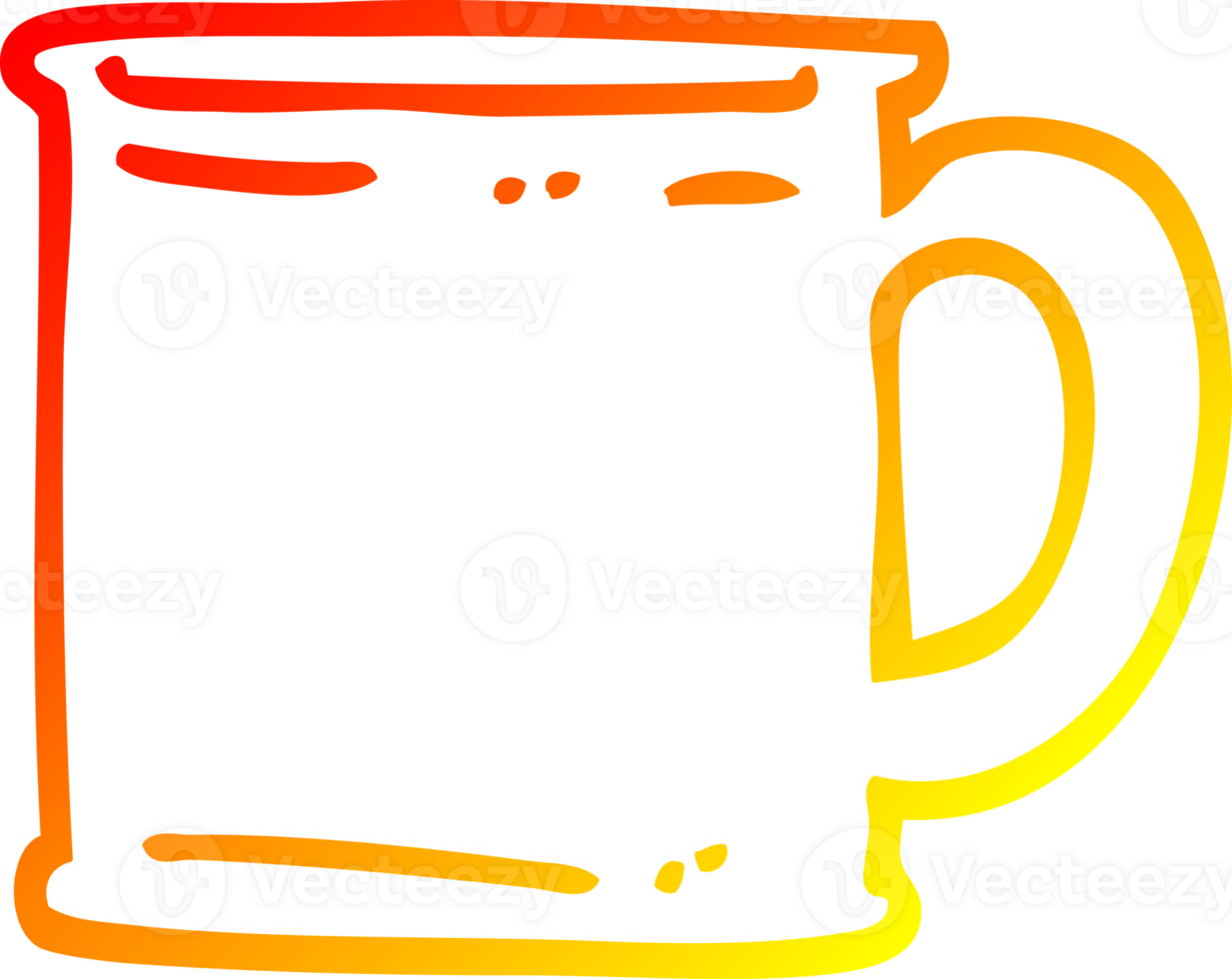 warm gradient line drawing of a cartoon tankard png