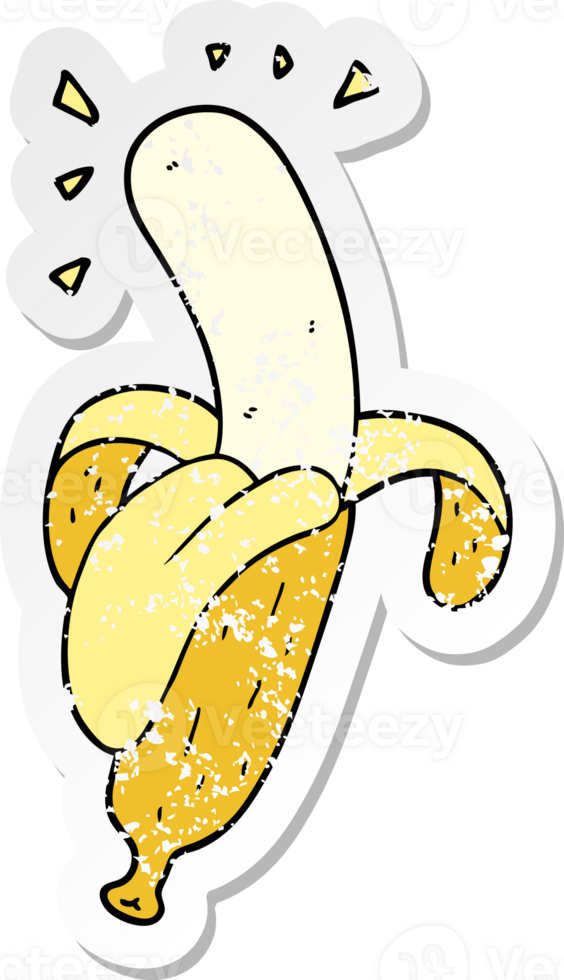 distressed sticker of a cartoon banana png