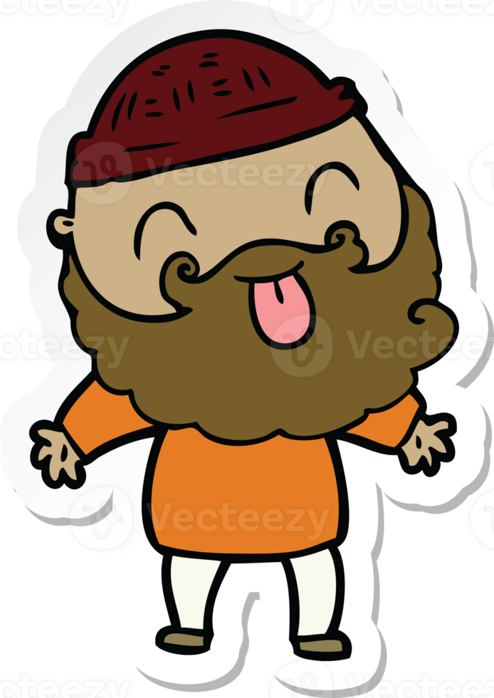 sticker of a man with beard sticking out tongue png