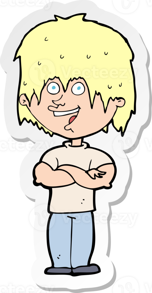 sticker of a cartoon happy man png