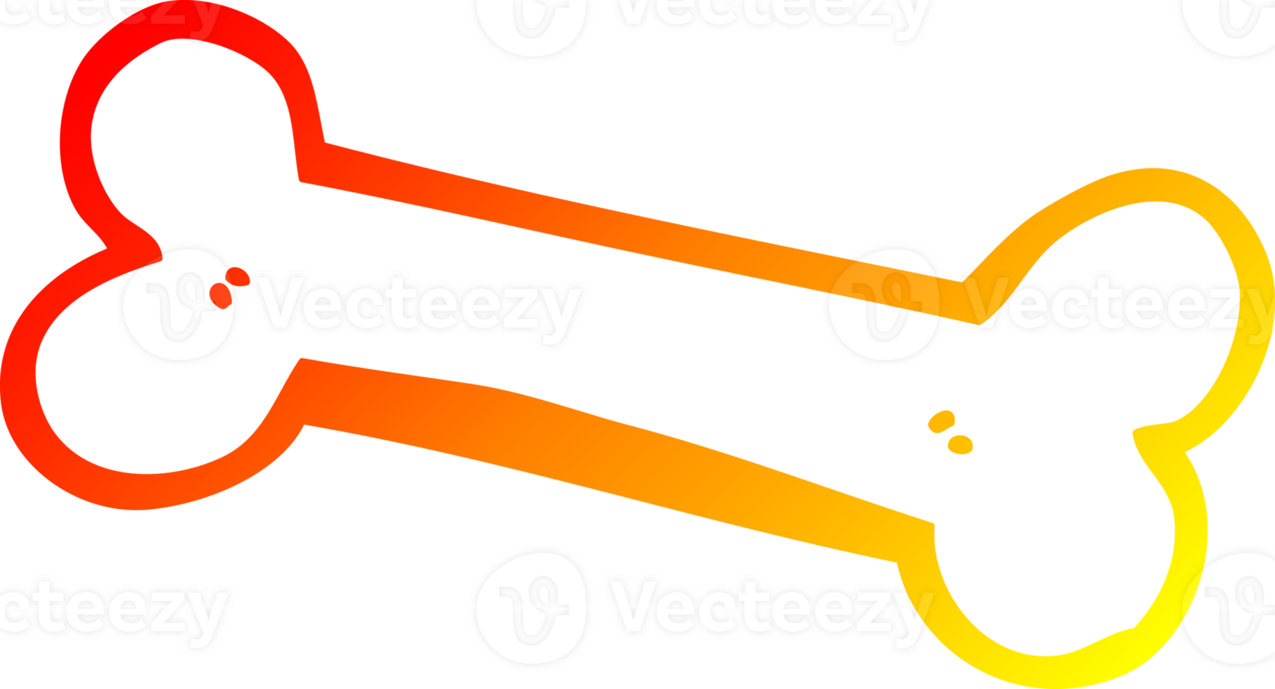 warm gradient line drawing of a cartoon bone png