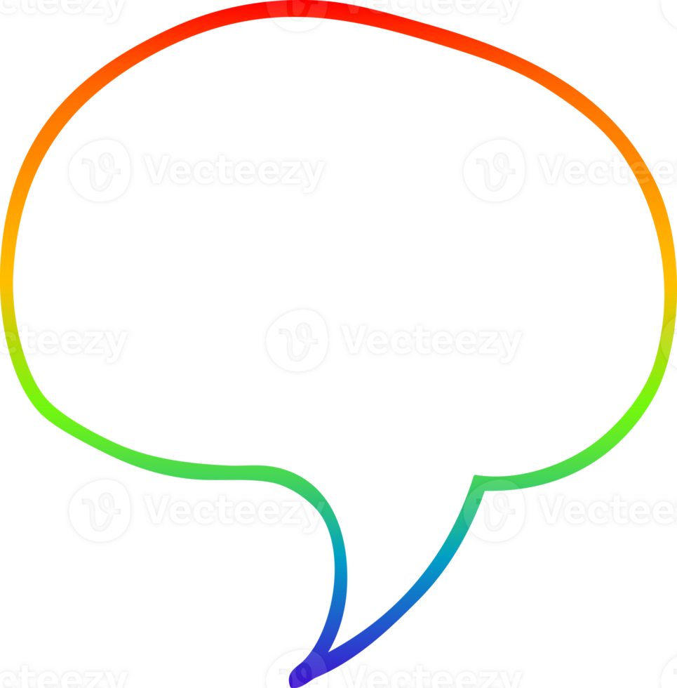rainbow gradient line drawing of a cartoon speech bubble png