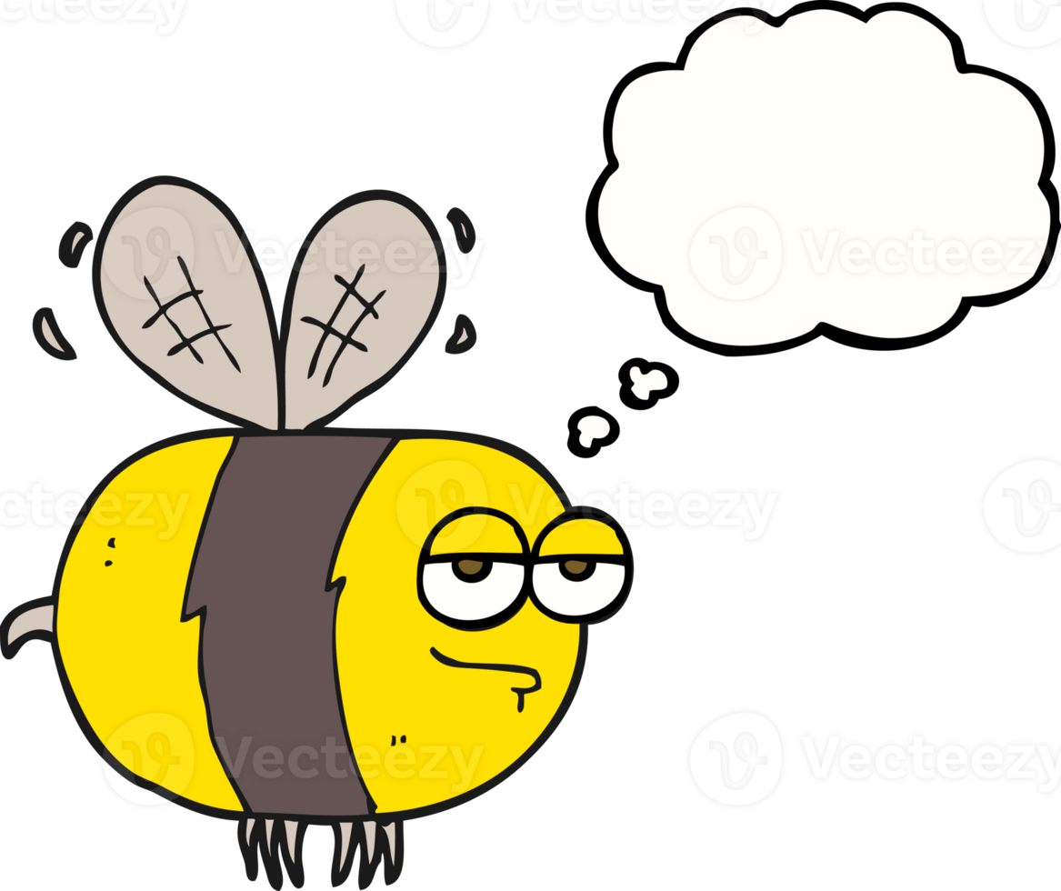 hand drawn thought bubble cartoon unhappy bee png