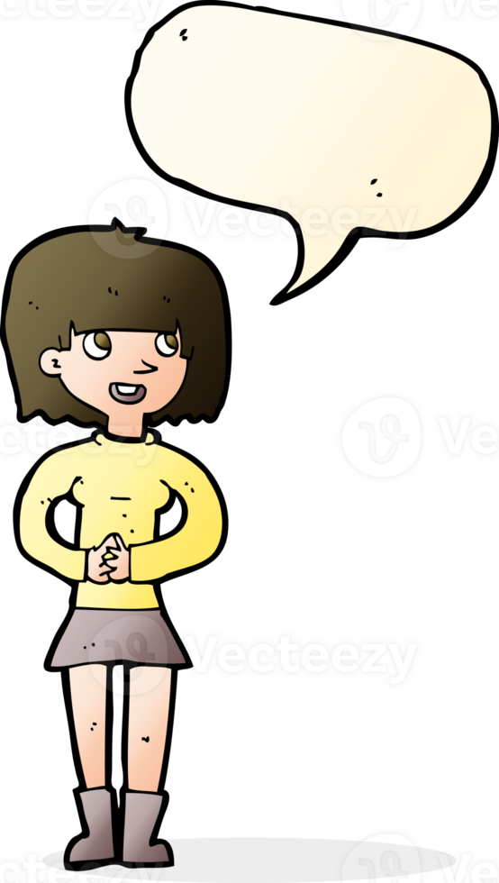 cartoon friendly woman with speech bubble png