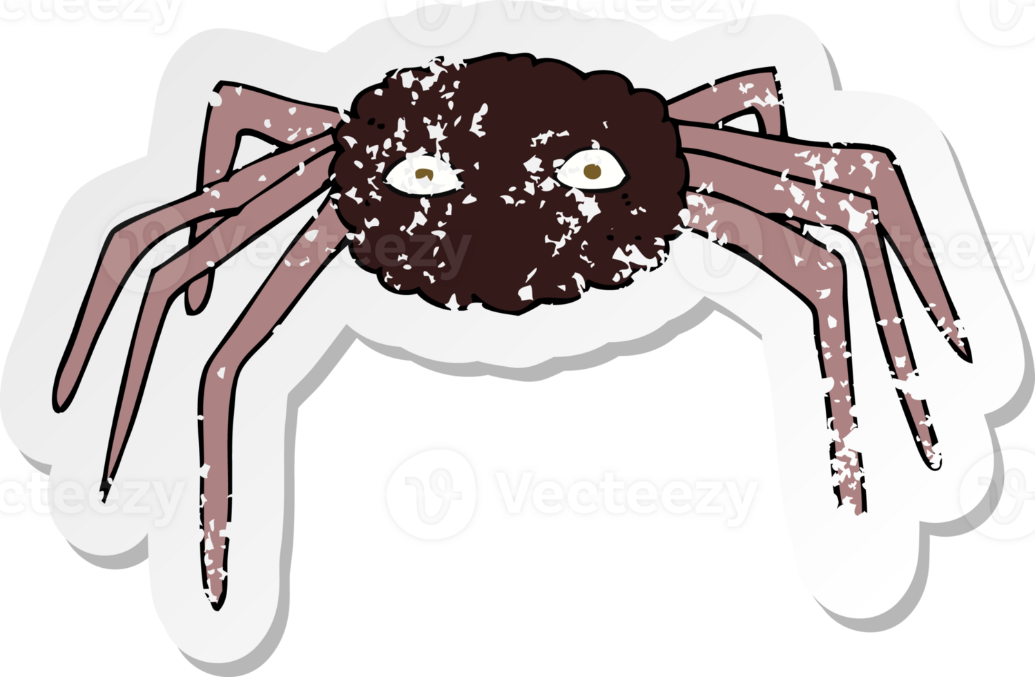 retro distressed sticker of a cartoon spider png