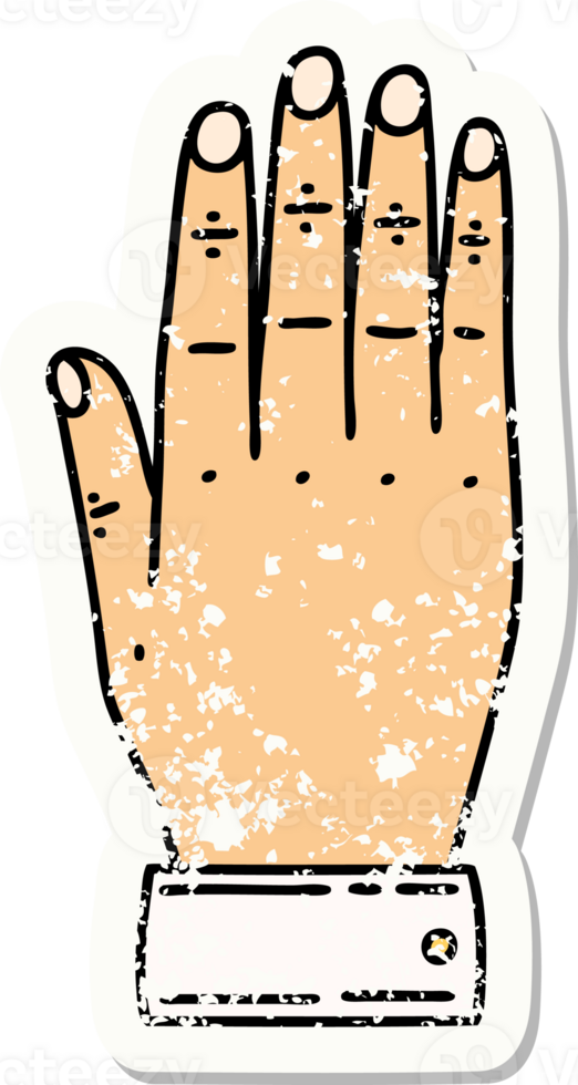 distressed sticker tattoo in traditional style of a hand png